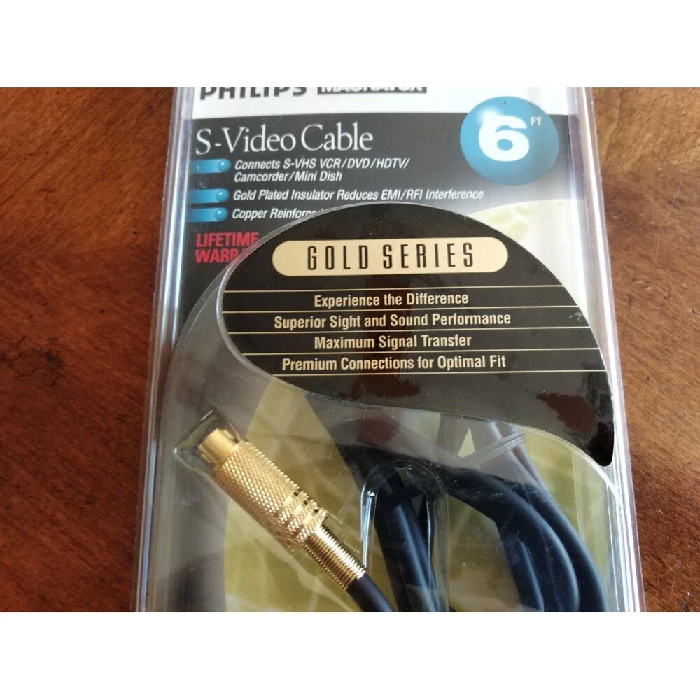 New Phillips Magnavox S-Video Cable 6' 24K Gold Plated Series - M62791 VTG NOS
